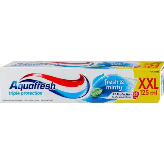 АКВАФРЕШ паста за зъби FRESH & MINTY ТРОЙНА ЗАЩИТА 125 мл /синя/