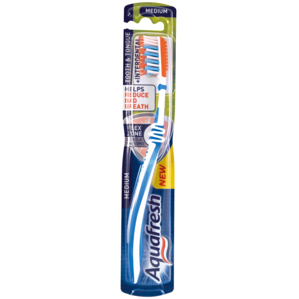 Aquafresh Extreme Clean Четка за зъби и език медиум -