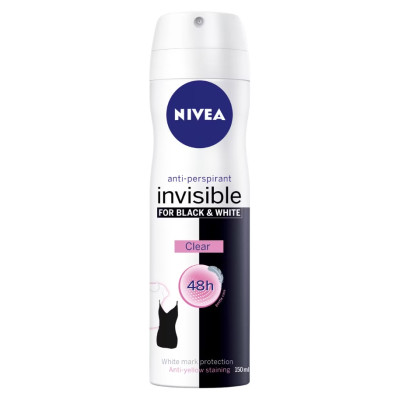 НИВЕА BLACK & WHITE INVISIBLE CLEAR 48H део спрей против изпотяване за жени 150 мл