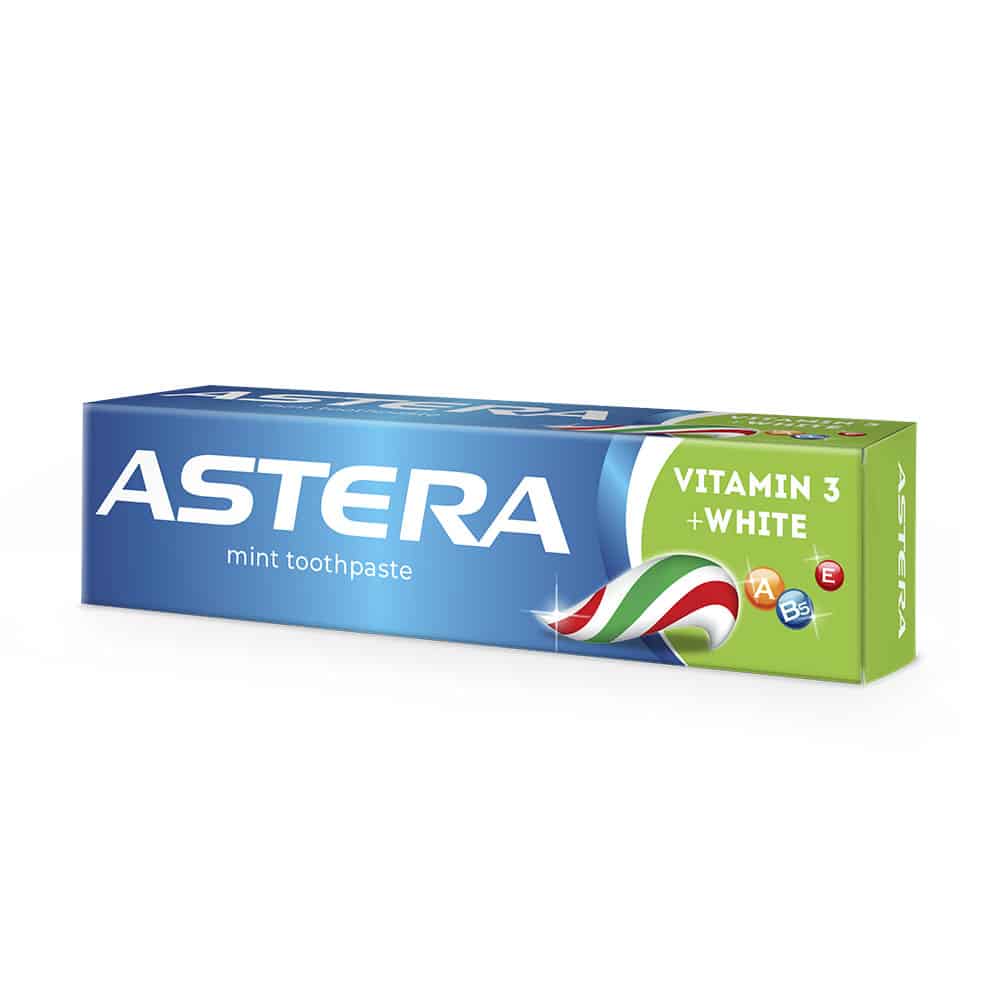 АСТЕРА VITAMIN 3 + WHITE паста за зъби 110 г - Орална хигиена