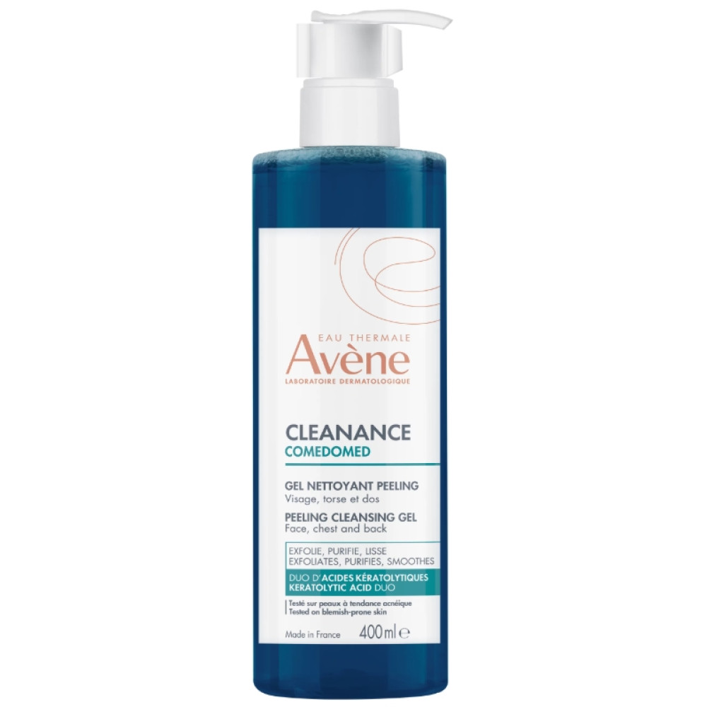AVENE CLEANANCE COMEDOMED Peeling Cleansing Gel почистващ пилинг гел за мазна акнеична кожа за лице тяло с несъвършенства 400 мл - Грижа за лицето и тялото