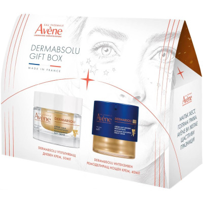 AVENE BOX КОМПЛЕКТ DERMABSOLU УПЛЪТНЯВАЩ ДНЕВЕН КРЕМ 50мл +ИНТЕНЗИВЕН РЕМОДЕЛИРАЩ НОЩЕН КРЕМ 40мл +SUN SPF50 АНТИ-ЕЙДЖ ФЛУИД 5мл