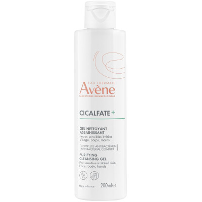 AVENE CICALFATE+ PURIFYING CLEANSING GEL почистващ измивен гел за лице и тяло за чувствителна и раздразнена кожа 200 мл