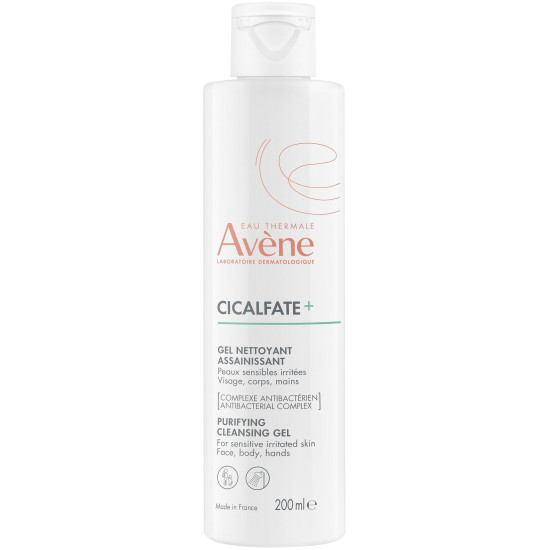 AVENE CICALFATE+ PURIFYING CLEANSING GEL почистващ измивен гел за лице и тяло за чувствителна и раздразнена кожа 200 мл