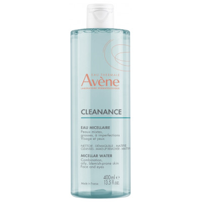 AVENE CLEANANCE MICELLAR WATER почистваща мицеларна вода за лице и очи за мазна кожа склонна към несъвършенства 400 мл
