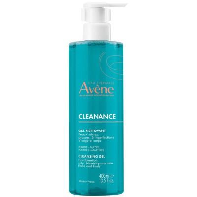 AVENE CLEANANCE CLEANSING GEL почистващ матиращ гел за лице и тяло за мазна кожа склонна към несъвършенства 400 мл