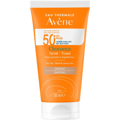AVENE SUN CLEANANCE TINTED SPF50+ слънцезащитен тониран флуид за лице за мазна кожа склонна към несъвършенства 50 мл