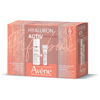 AVENE BOX КОМПЛЕКТ HYALURON ACTIV PROCEDURE лифтинг крем за лице 30 мл + микролифтинг крем за околоочен контур и устни 15 мл