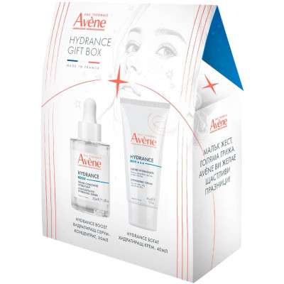 AVENE BOX КОМПЛЕКТ HYDRANCE БОГАТ ХИДРАТИРАЩ КРЕМ 40 мл + BOOST ХИДРАТИРАЩ СЕРУМ-КОНЦЕНТРАТ за лице с чувствителна кожа 30 мл