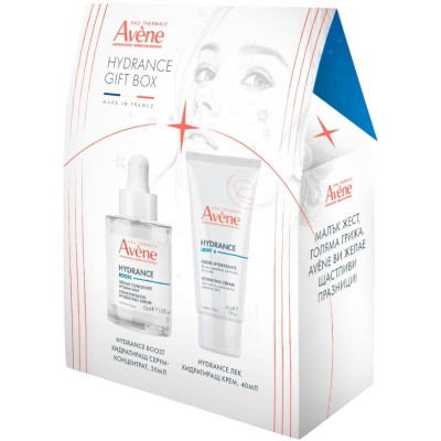 AVENE BOX КОМПЛЕКТ HYDRANCE ЛЕК ХИДРАТИРАЩ КРЕМ 40 мл + BOOST ХИДРАТИРАЩ СЕРУМ-КОНЦЕНТРАТ за лице с чувствителна кожа 30 мл