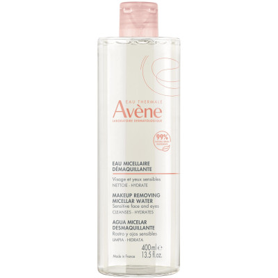 AVENE LES ESSENTIELS MAKEUP REMOVING MICELLAR WATER демакиираща мицеларна вода за лице и очи за чувствителна кожа 400 мл