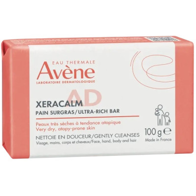 AVENE XERACALM A.D свръхобогатен сапун за лице тяло и коса за суха кожа склонна към атопия за деца и възрастни 100 г