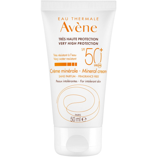 AVENE SUN MINERAL CREAM SPF50+ слънцезащитен минерален крем за лице за нетолерантна кожа 50 мл