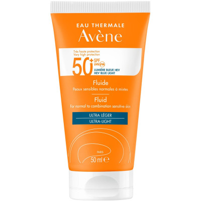 AVENE SUN FLUID ULTRA-LIGHT SPF50+ ултра лек слънцезащитен флуид за лице за нормална към комбинирана чувствителна кожа 50 мл