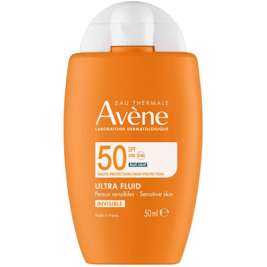 AVENE SUN ULTRA FLUID SPF50 INVISIBLE слънцезащитен ултра флуид с невидимо покритие за лице за чувствителна кожа 50 мл