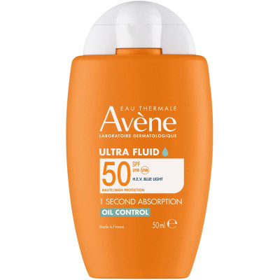 AVENE SUN ULTRA FLUID SPF50 OIL CONTROL слънцезащитен ултра флуид контролиращ омазняването за лице за мазна кожа 50 мл