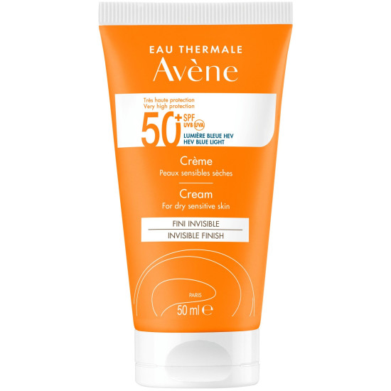 AVENE SUN SPF50+ CREAM INVISIBLE FINISH слънцезащитен крем за лице за суха чувствителна кожа 50 мл