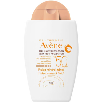 AVENE SUN MINERAL TINTED FLUID SPF50+ тониран минерален слънцезащитен флуид за лице за чувствителна и нетолерантна кожа 40 мл