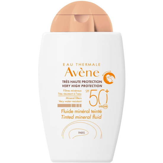 AVENE SUN MINERAL TINTED FLUID SPF50+ тониран минерален слънцезащитен флуид за лице за чувствителна и нетолерантна кожа 40 мл