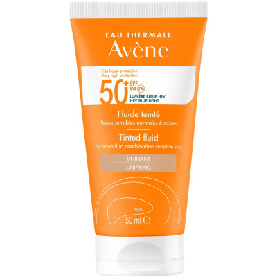 AVENE SUN TINTED FLUID SPF50+ тониран слънцезащитен флуид за лице за нормална към комбинирана чувствителна кожа 50 мл