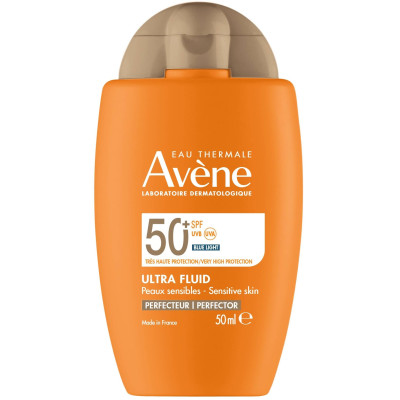 АВЕН ULTRA FLUID SPF50+ PERFECTOR тониран слънцезащитен ултра флуид за изравняване на тена за чувствителна кожа лице и шия 50 мл