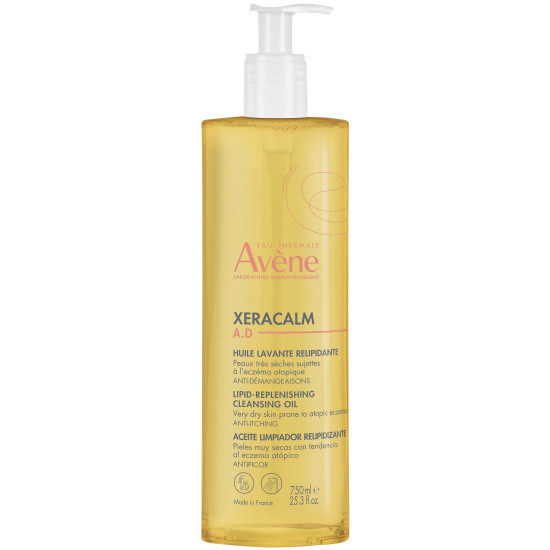 AVENE XERACALM A.D почистващо релипидиращо олио за лице тяло и скалп за суха чувствителна атопична кожа против сърбеж 750 мл