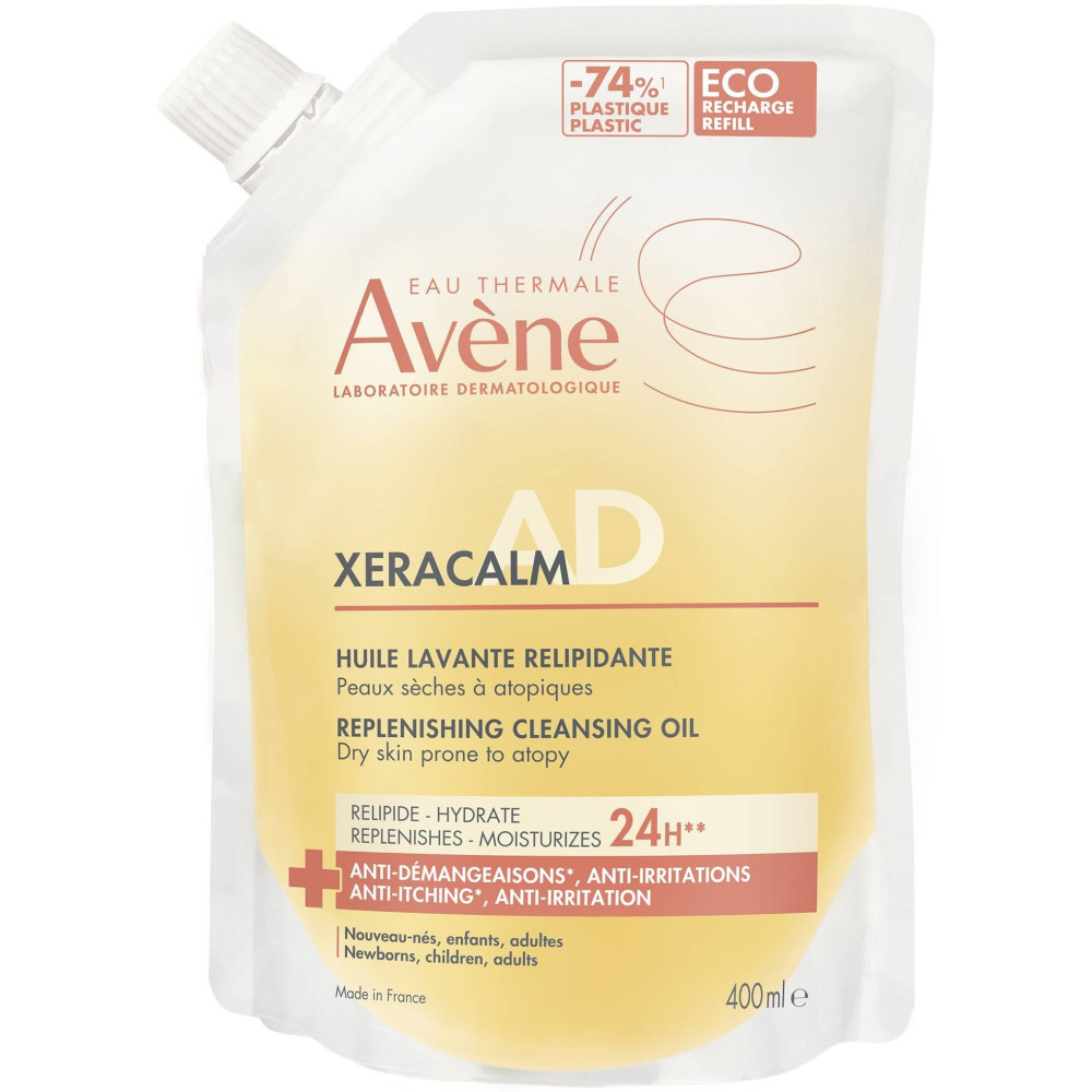 AVENE XERACALM A.D почистващо релипидиращо олио за лице тяло скалп за суха кожа склонна към атопия против сърбеж 400мл ПЪЛНИТЕЛ - Грижа за лицето и тялото