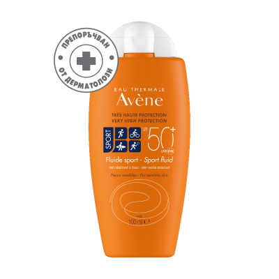АВЕН SPORT FLUID SPF50+ водоустойчив слънцезащитен флуид за лице и тяло за чувствителна кожа 100 мл