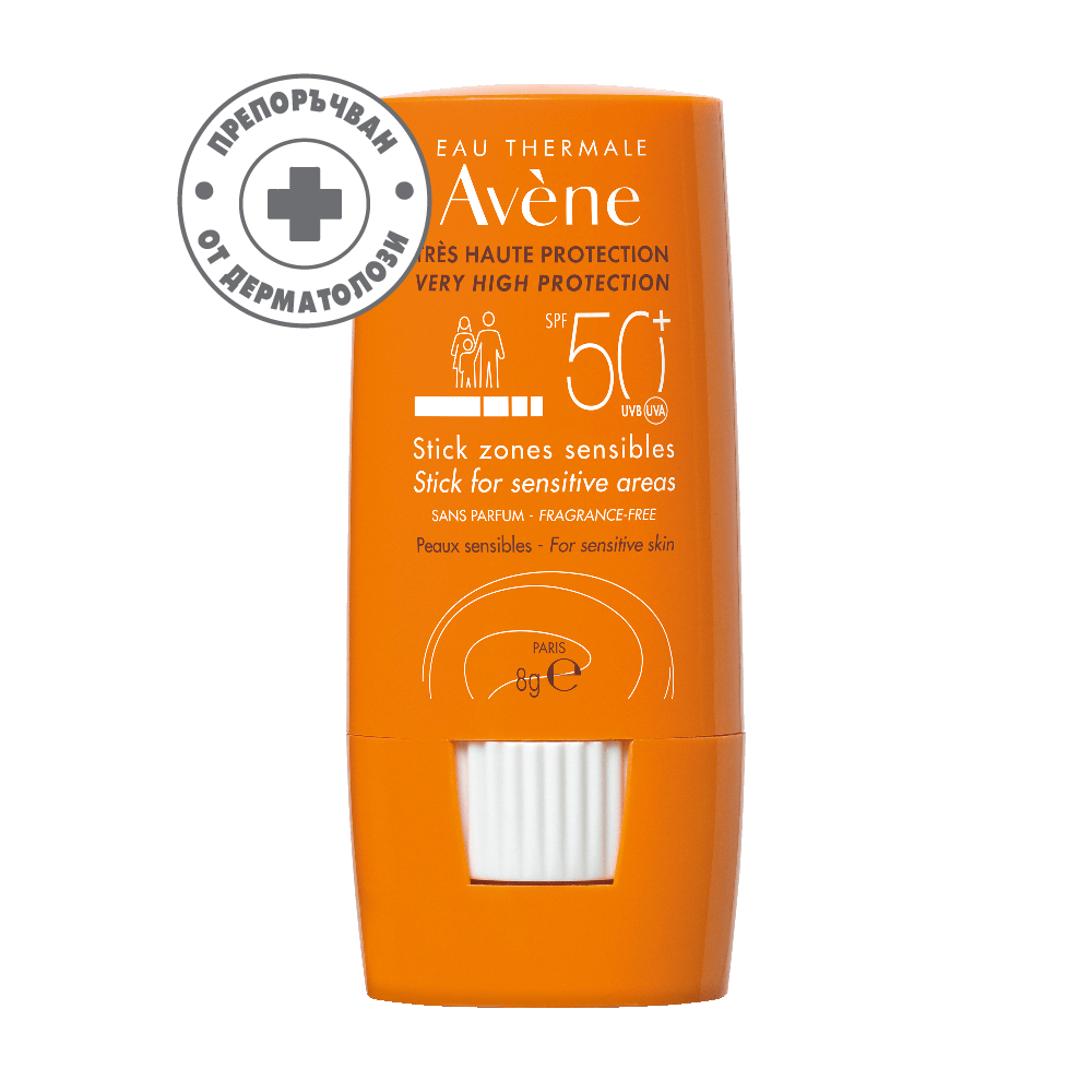 АВЕН EAU THERMALE SPF50+ слънцезащитен стик за чувствителни зони 8 гр - Слънцезащита