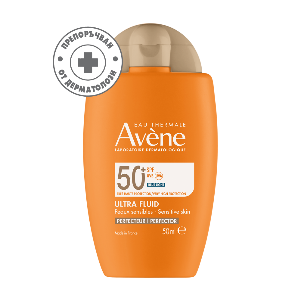 АВЕН ULTRA FLUID SPF50+ PERFECTOR тониран слънцезащитен ултра флуид за изравняване на тена за чувствителна кожа лице и шия 50 мл - Слънцезащита