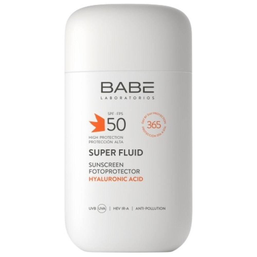 BABE SUPER FLUID SUNSCREEN SPF50 слънцезащитен супер флуид за лице с хиалуронова киселина за всеки тип кожа 50 мл
