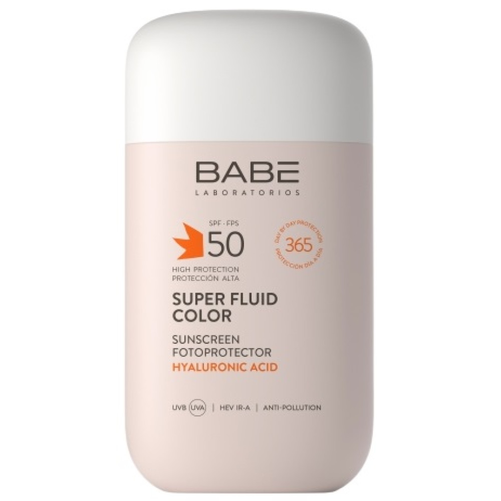 BABE SUPER FLUID COLOR SPF50 слънцезащитен супер флуид за лице с цвят за всеки тип кожа 50 мл - Грижа за лицето