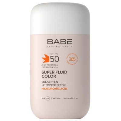 BABE SUPER FLUID COLOR SPF50 слънцезащитен супер флуид за лице с цвят за всеки тип кожа 50 мл