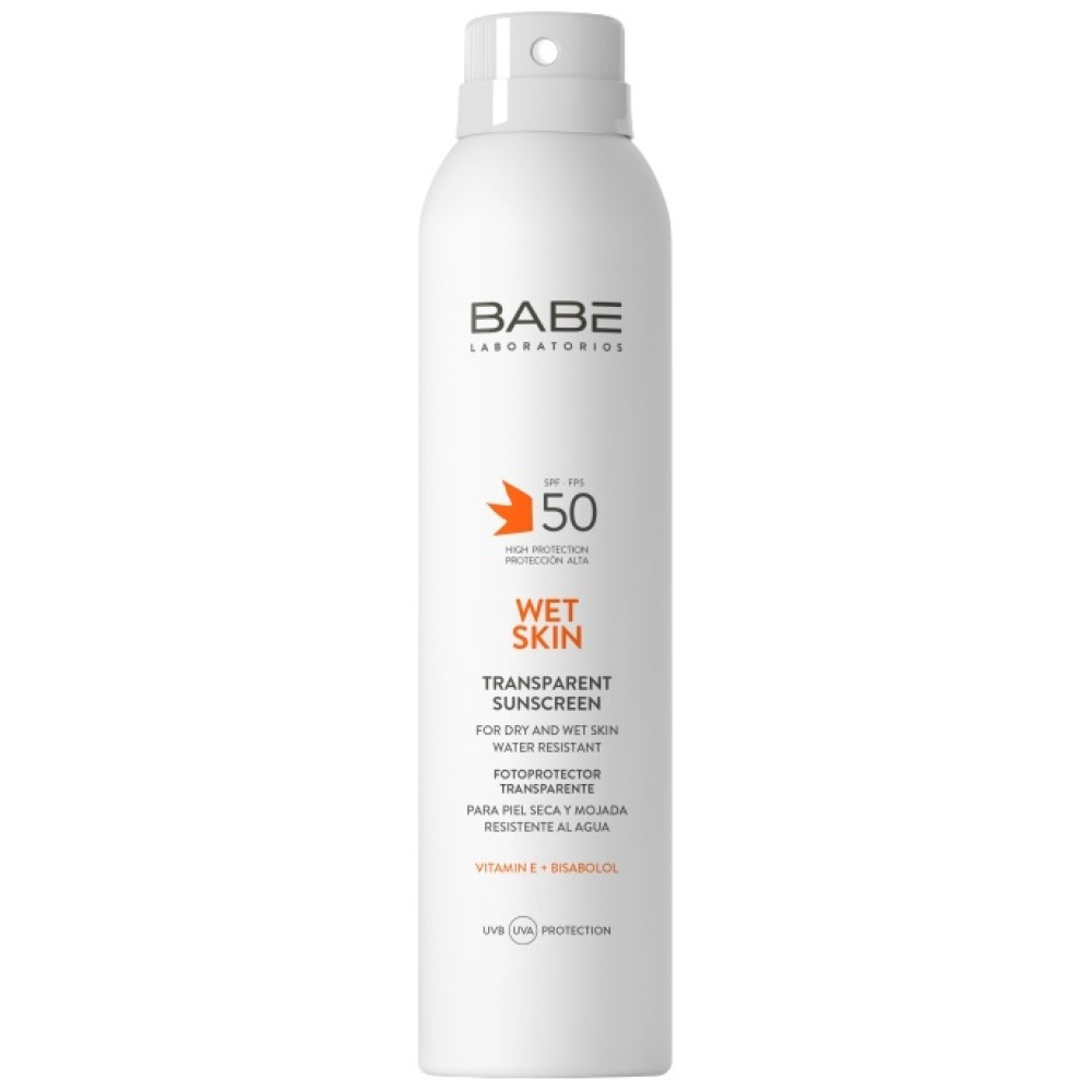 BABE TRANSPARENT SUNSCREEN WET SKIN SPF50 слънцезащитен спрей за лице и тяло за влажна кожа 200 мл - Слънцезащита