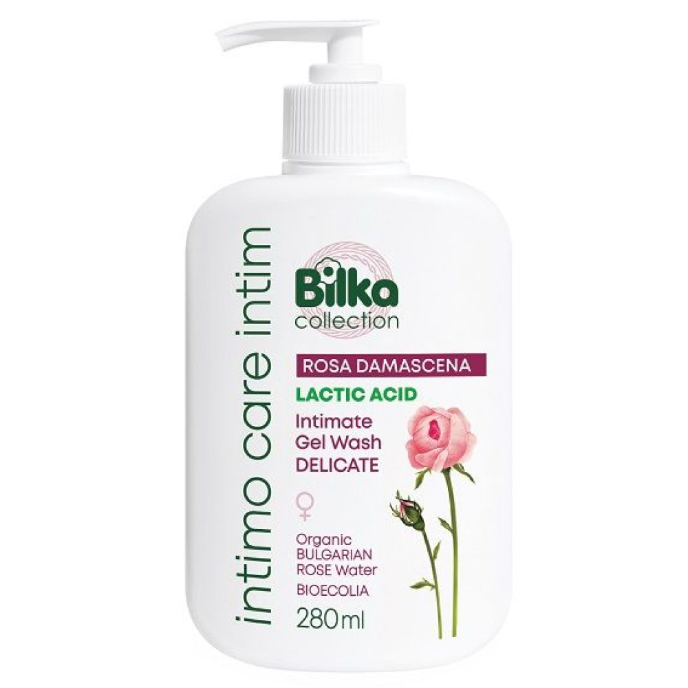 БИЛКА COLLECTION Intimo Care ROSA DAMASCENA деликатен интимен гел с био Розова вода и млечна киселина 280 мл - Интимна хигиена