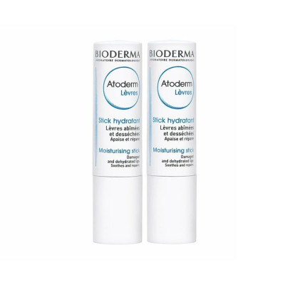 BIODERMA ATODERM DUO КОМПЛЕКТ LEVRES STICK възстановяващ стик за сухи и напукани устни 4 г х 2 бр
