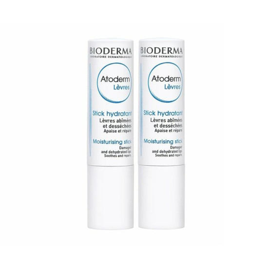 BIODERMA ATODERM DUO КОМПЛЕКТ LEVRES STICK възстановяващ стик за сухи и напукани устни 4 г х 2 бр
