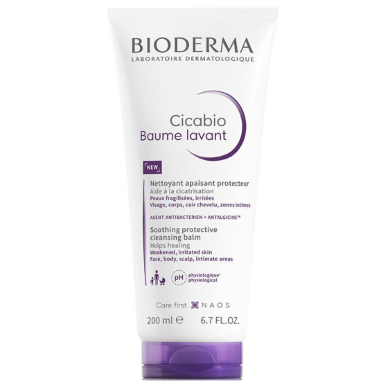 BIODERMA CICABIO Baume Lavant екобиологичен измивен балсам за лице тяло скалп интимни зони за раздразнена и увредена кожа 200 мл