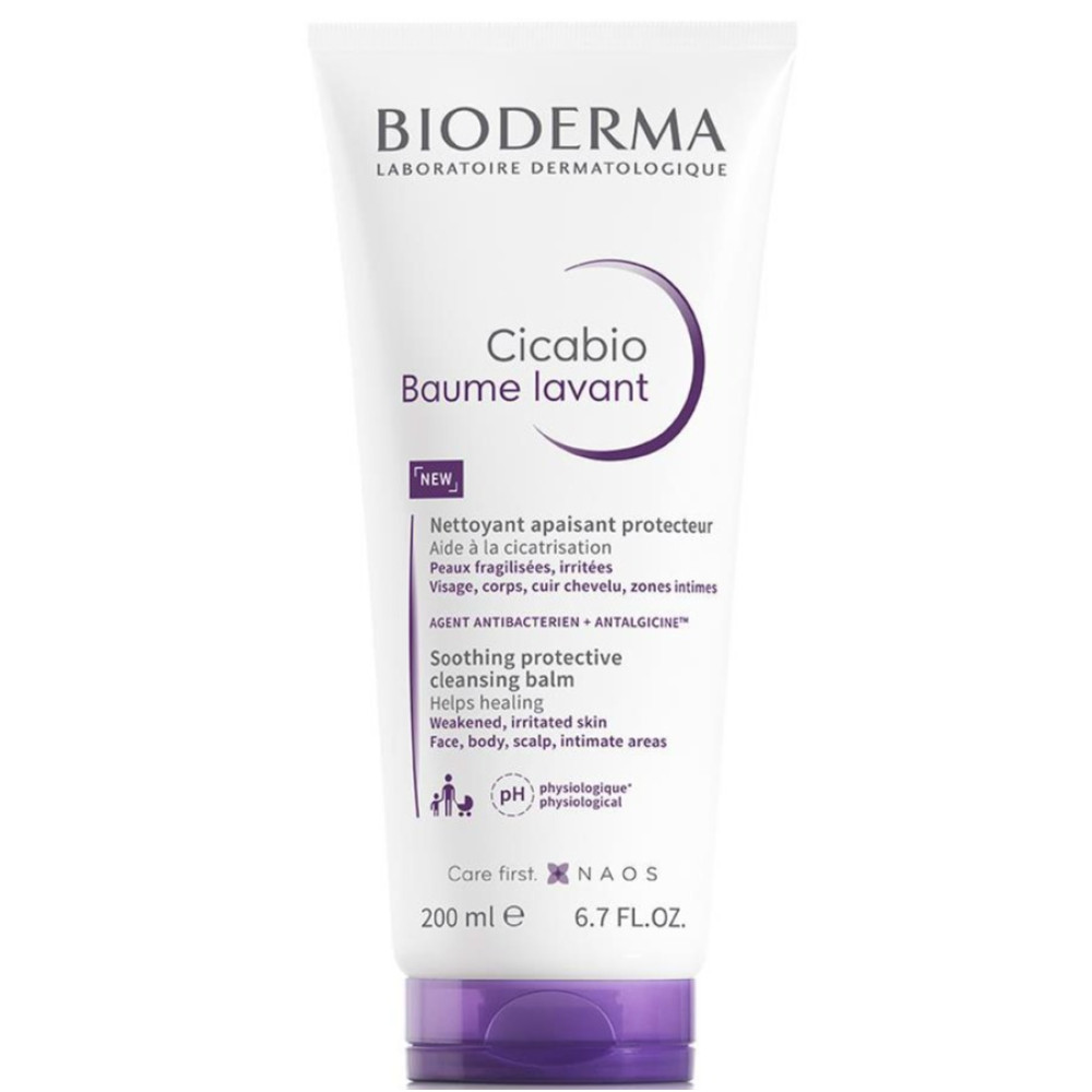 БИОДЕРМА CICABIO BAUME LAVANT CLEANSING BALM екобиологичен измивен балсам за лице и тяло за раздразнена и увредена кожа 200 мл - Грижа за лицето и тялото