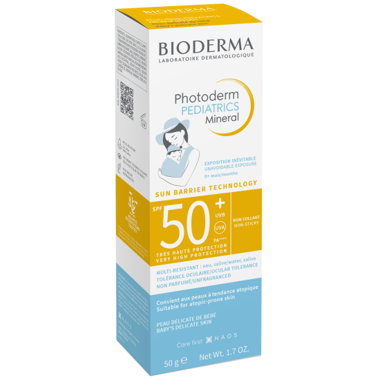 BIODERMA PHOTODERM PEDIATRICS MINERAL SPF50+ слънцезащитен минерален крем за чувствителна и алергична бебешка кожа 50 мл