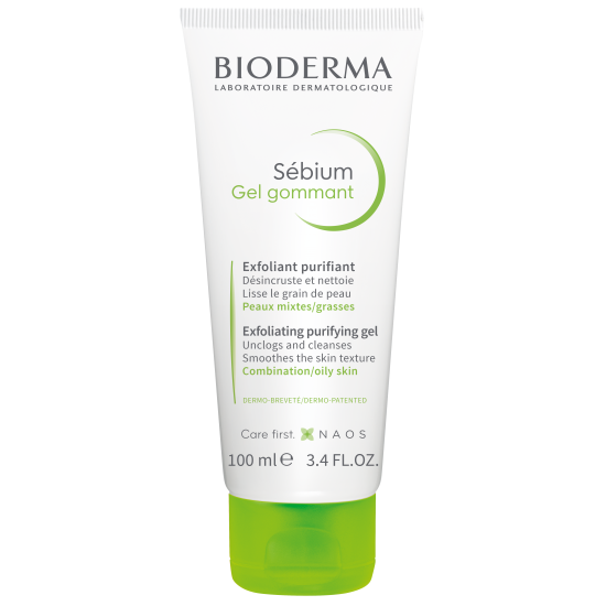 BIODERMA SEBIUM Gel gommant почистващ и ексфолиращ гел за лице за комбинирана мазна и акнеична кожа 100 мл