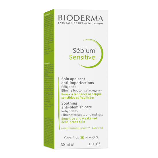 BIODERMA SEBIUM Sensitive дневен крем за лице за чувствителна и акнеична кожа 30 мл