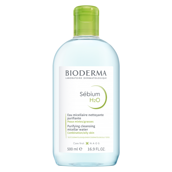 BIODERMA SEBIUM Н2O почистваща мицеларна вода без изплакване за комбинирана мазна и акнеична кожа 500 мл