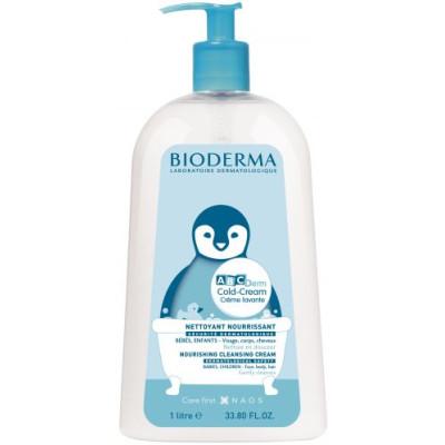 БИОДЕРМА ABCDERM COLD-CREAM подхранващ измиващ душ-крем за лице и тяло за бебета и деца 1000 мл