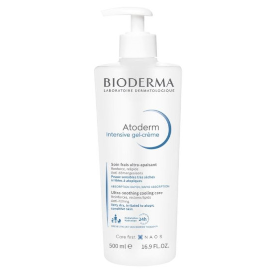 BIODERMA ATODERM Intensive gel-creme интензивен успокояващ гел-крем за лице и тяло за много суха и атопична кожа 500 мл