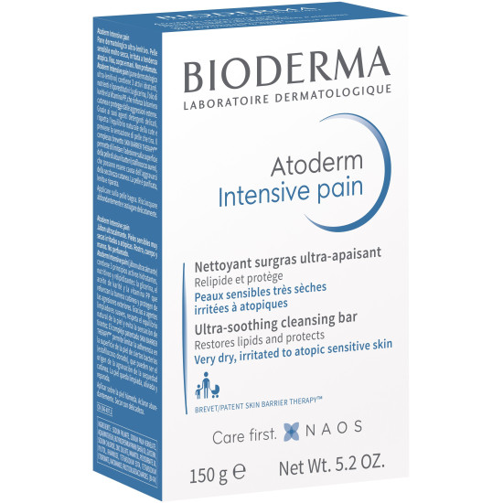 BIODERMA ATODERM Intensive Pain свръхобогатено успокояващо миещо блокче за лице и тяло за суха и атопична кожа 150 г