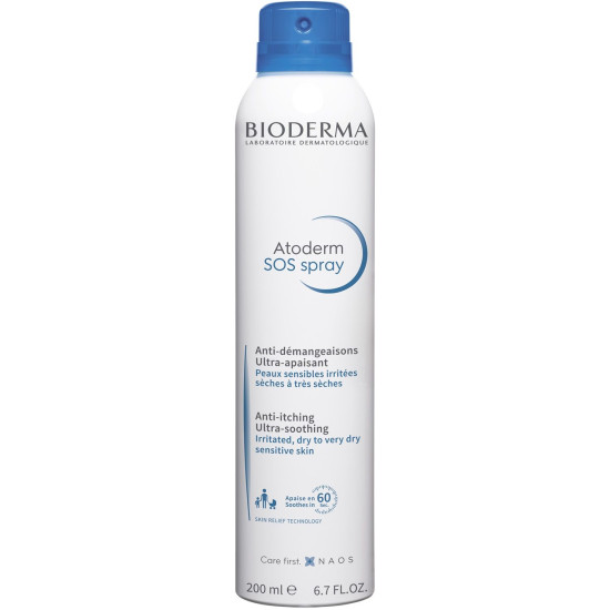 BIODERMA ATODERM SOS Spray противосърбежен успокояващ спрей за лице и тяло за раздразнена суха атопична чувствителна кожа 200 мл