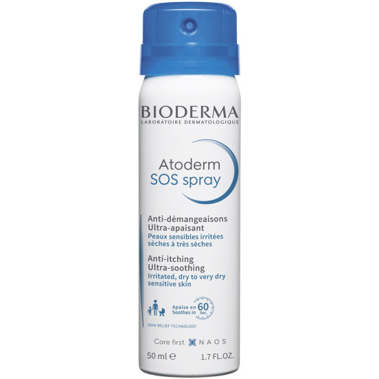 BIODERMA ATODERM SOS Spray противосърбежен успокояващ спрей за лице и тяло за раздразнена суха и атопична чувствителна кожа 50мл