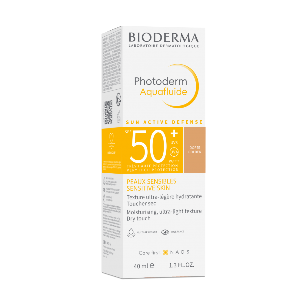 БИОДЕРМА PHOTODERM SPF50+ аквафлуид за лице, златист цвят 40 мл - Слънцезащита