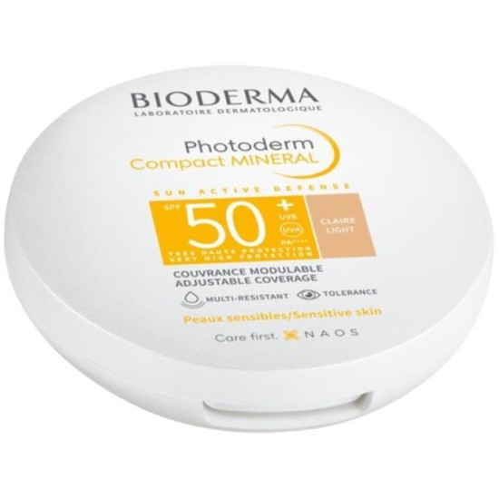 BIODERMA PHOTODERM Compact Mineral SPF50+ Light слънцезащитна минерална пудра за всеки тип кожа светъл цвят 10 г